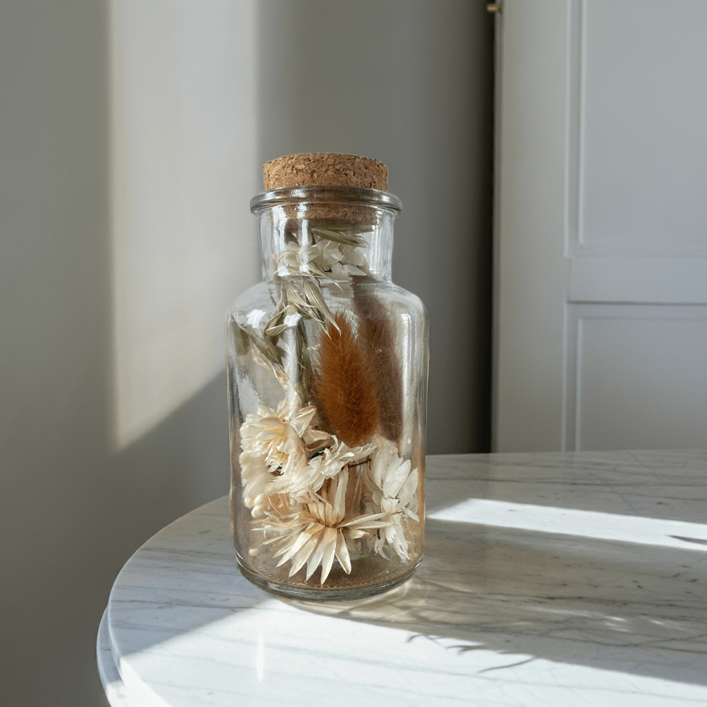 Glas mittel mit getrockneten Blumen - GRAYSS FASHION