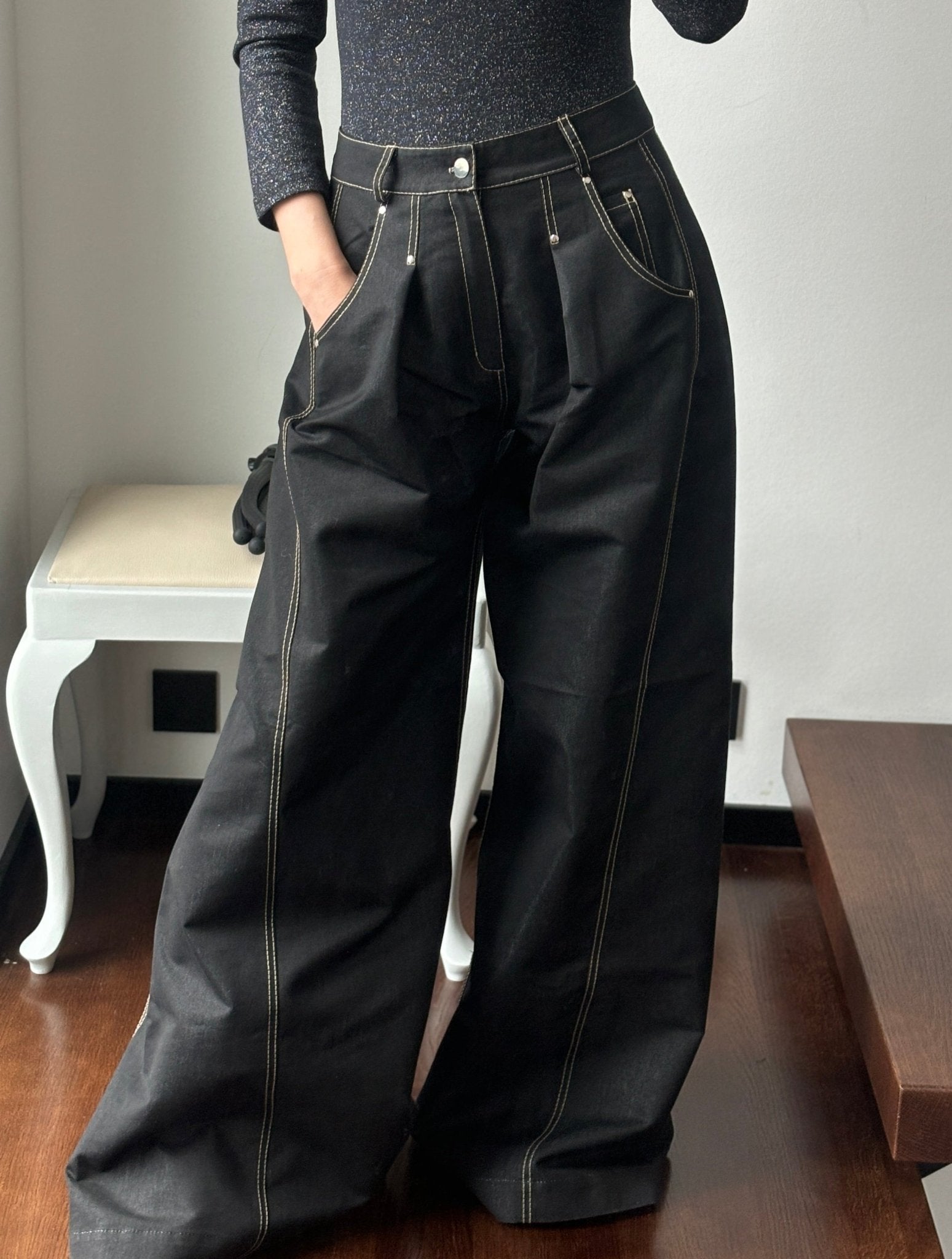 Jeans in schwarz extra weit - GRAYSS FASHION