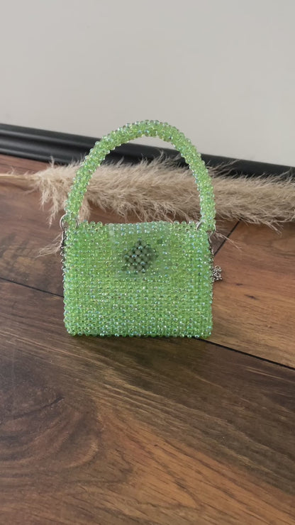 Handtasche aus Glasperlen grün