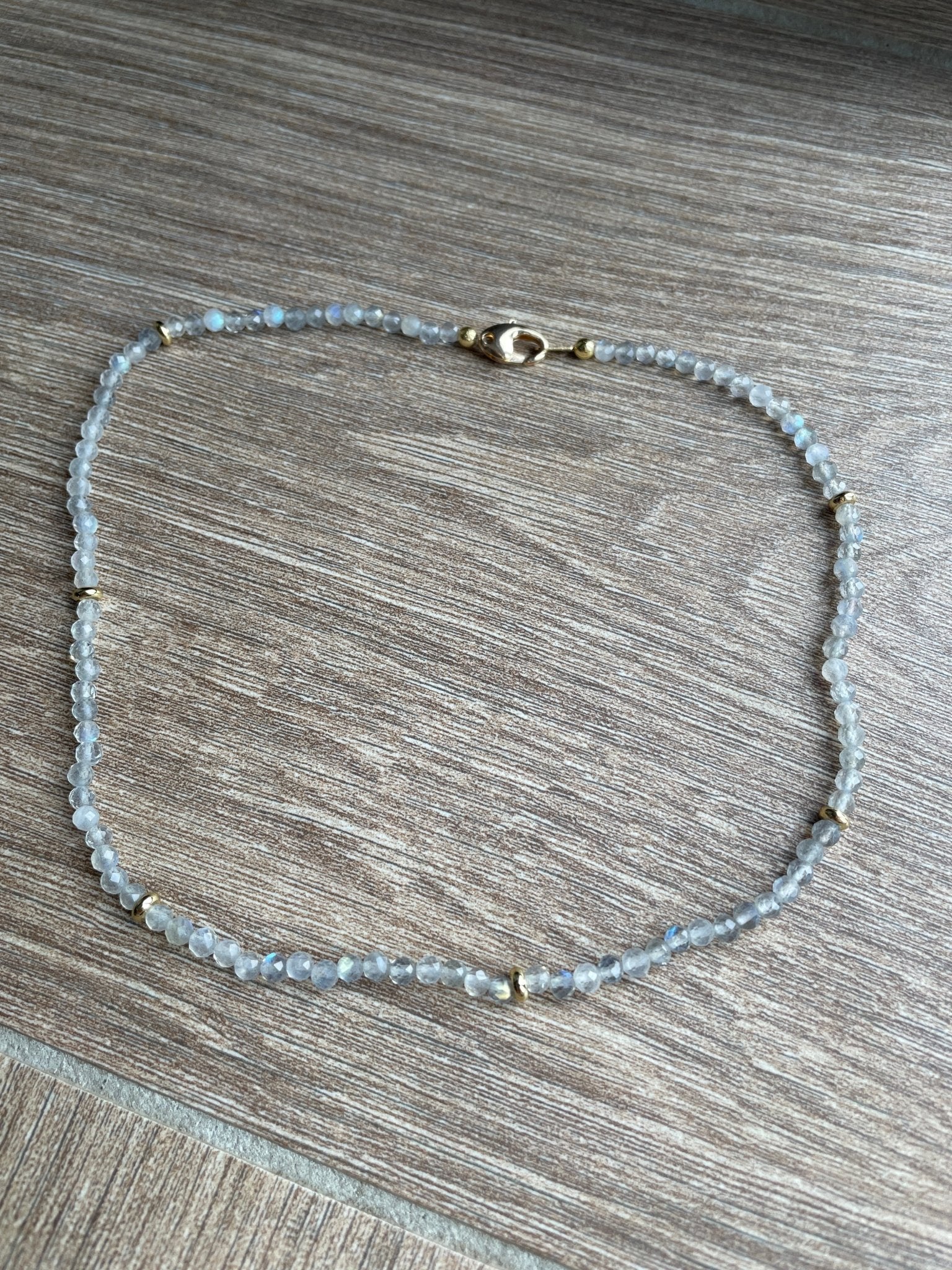 Edelstein Halskette Rosenquarz oder Labradorite - GRAYSS FASHION & HOME