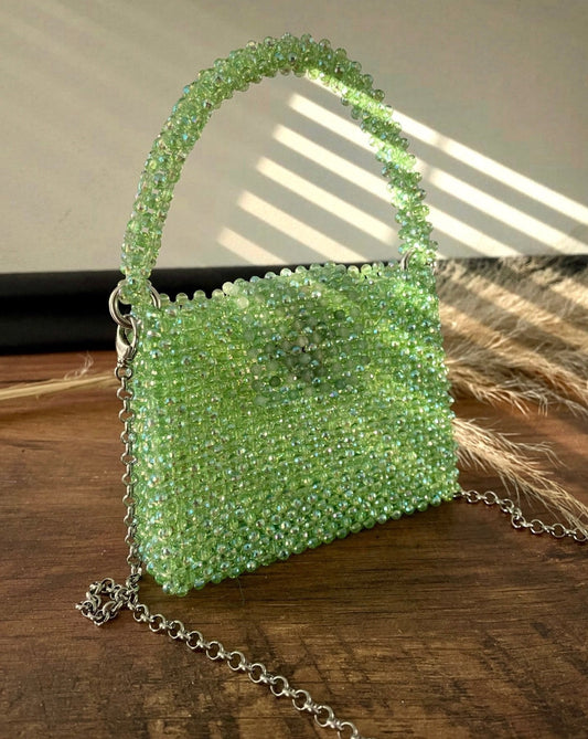 Handtasche aus Glasperlen grün - GRAYSS FASHION