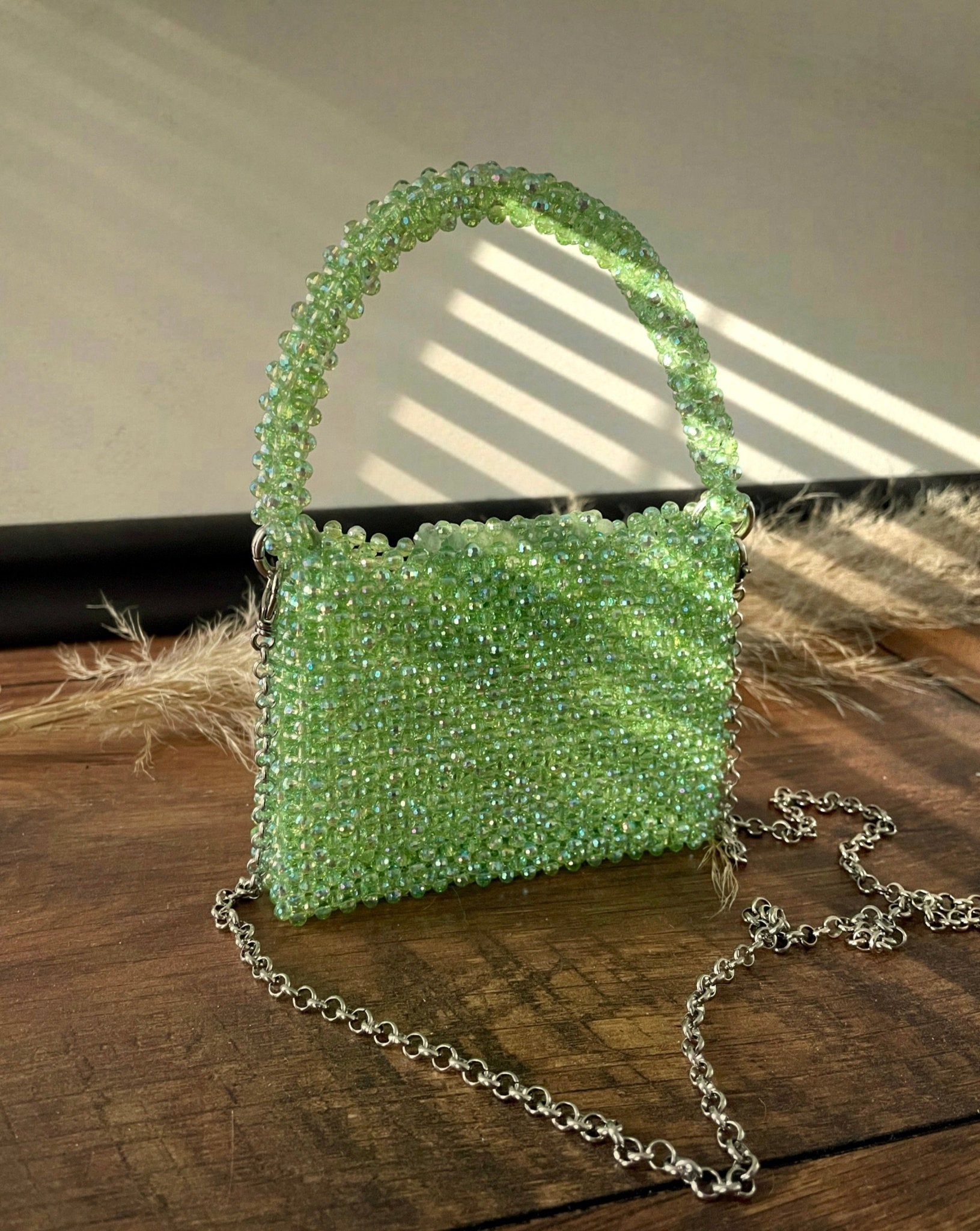 Handtasche aus Glasperlen grün - GRAYSS FASHION