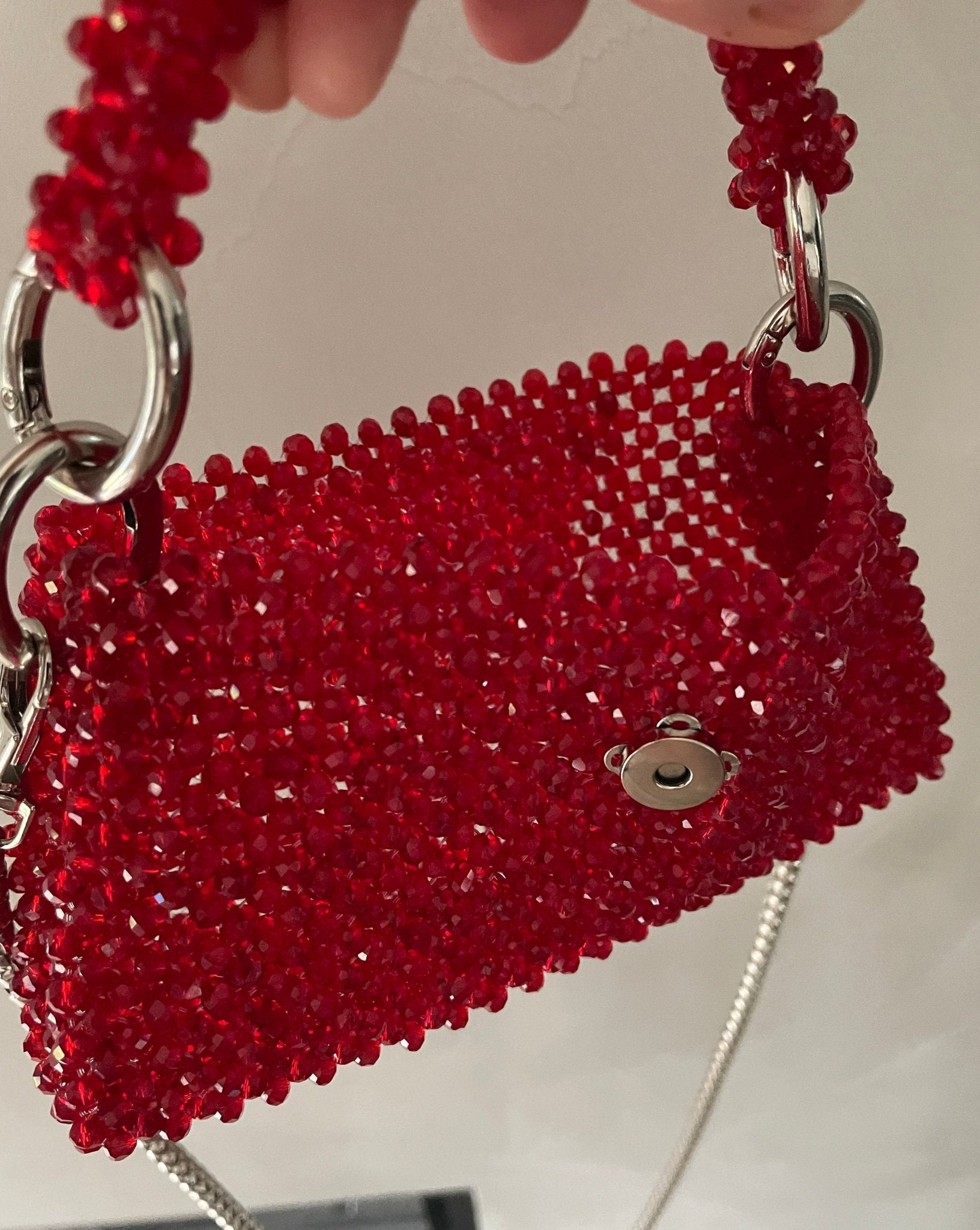 Handtasche aus Glasperlen rot - GRAYSS FASHION & HOME