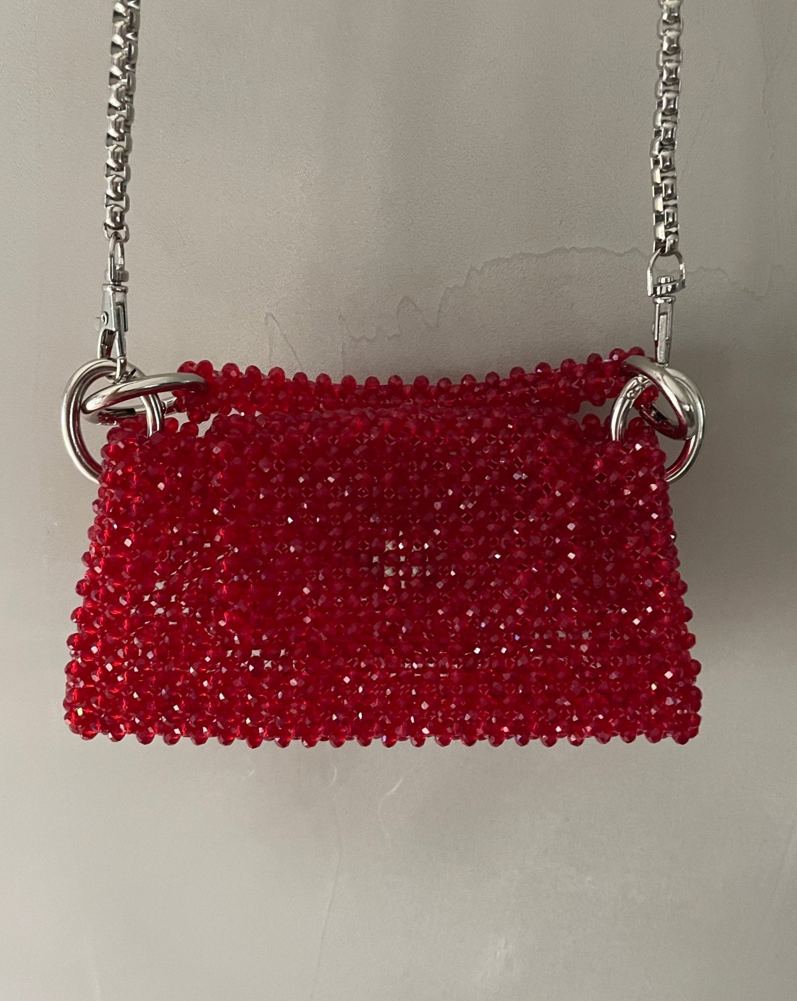 Handtasche aus Glasperlen rot - GRAYSS FASHION & HOME