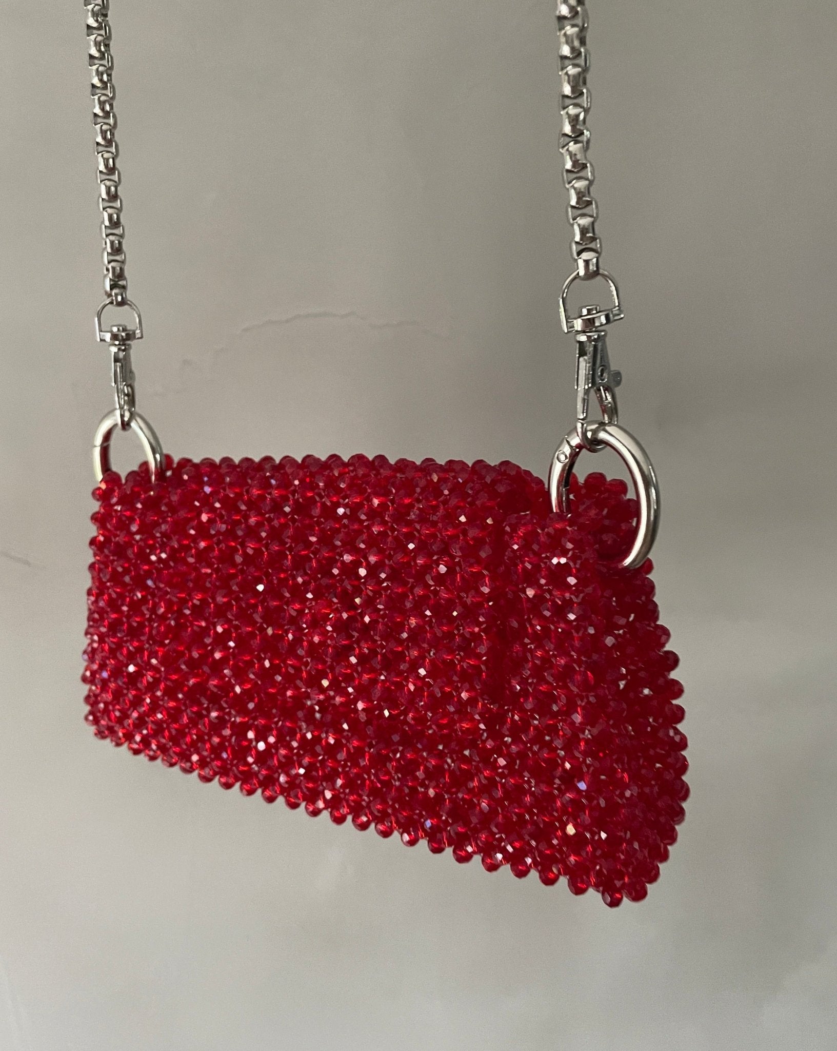 Handtasche aus Glasperlen rot - GRAYSS FASHION & HOME