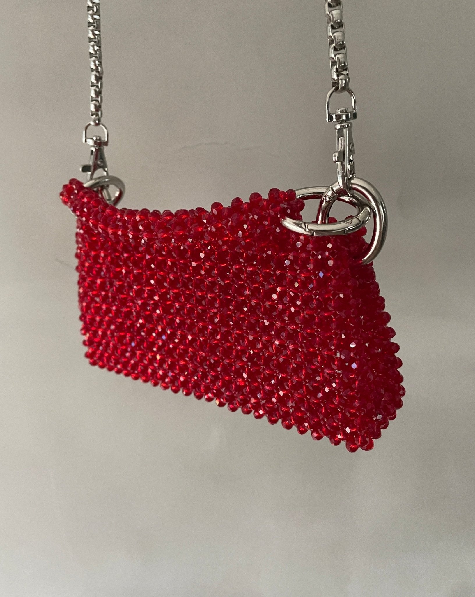 Handtasche aus Glasperlen rot - GRAYSS FASHION & HOME