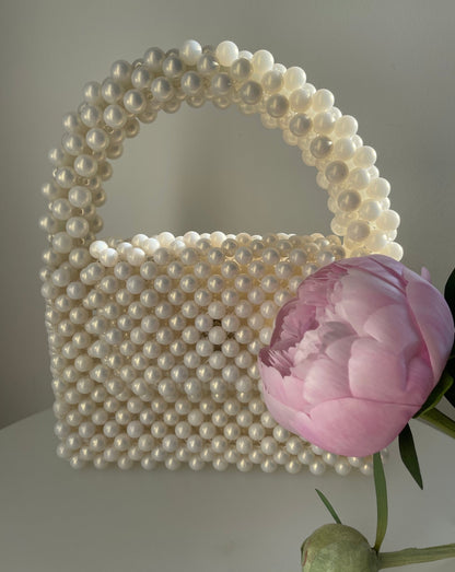 Handtasche aus Perlen cremefarben - GRAYSS FASHION