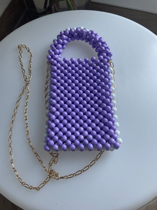 Handtasche aus Perlen fliederfarben - GRAYSS FASHION