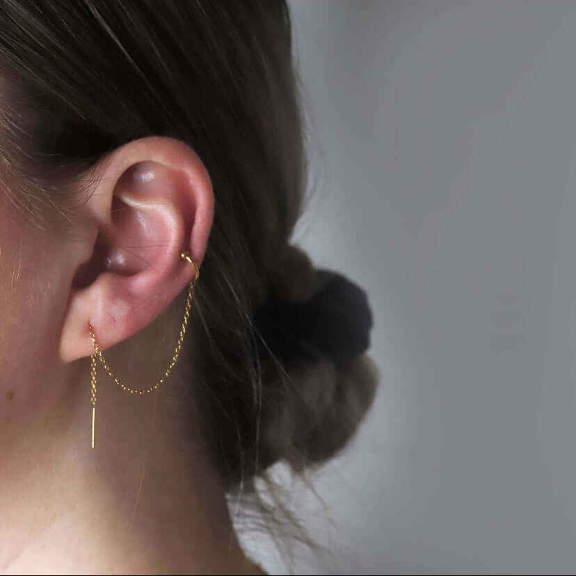 Earring with ear cuff