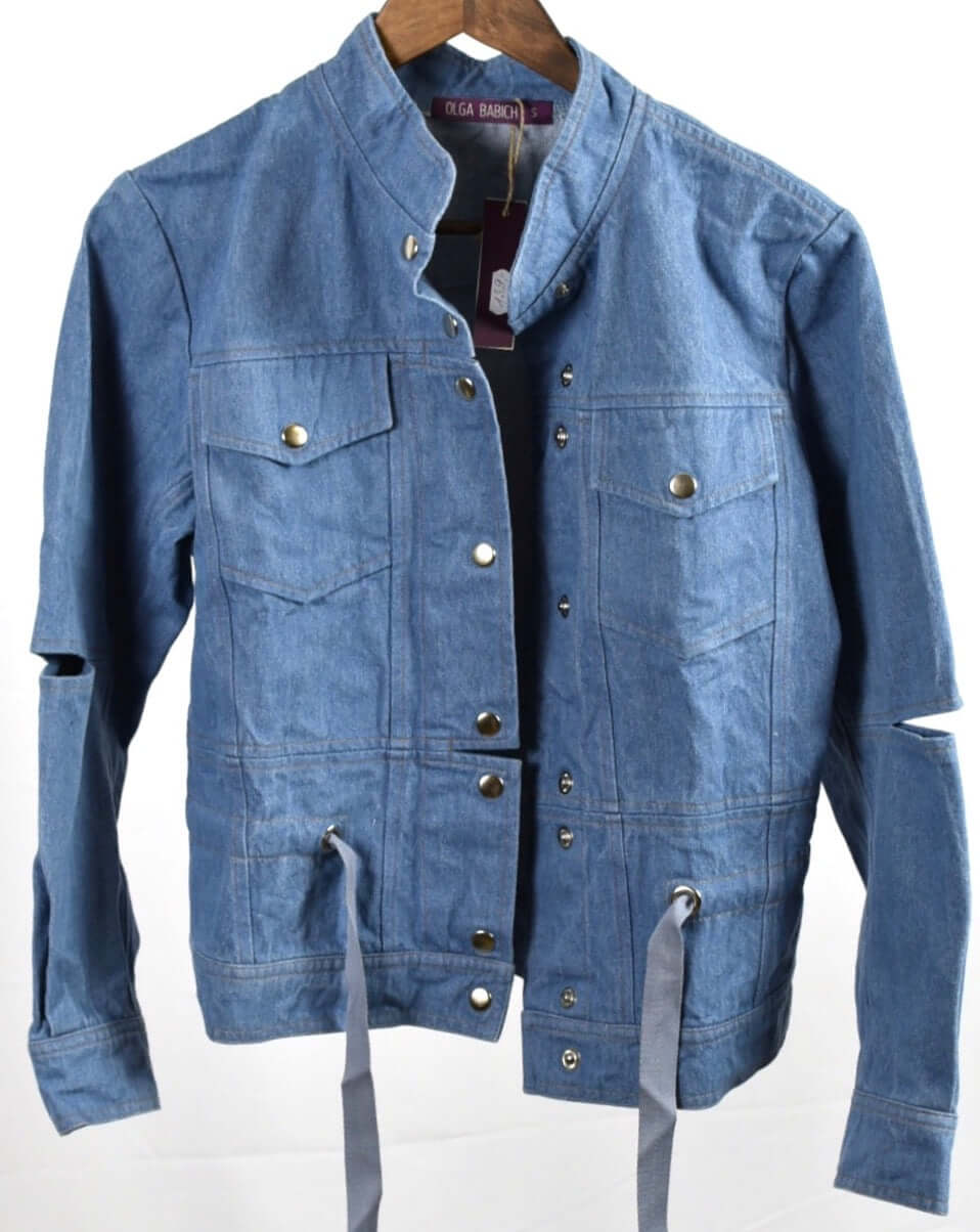 Olga Babich denim jacket with elbow slits