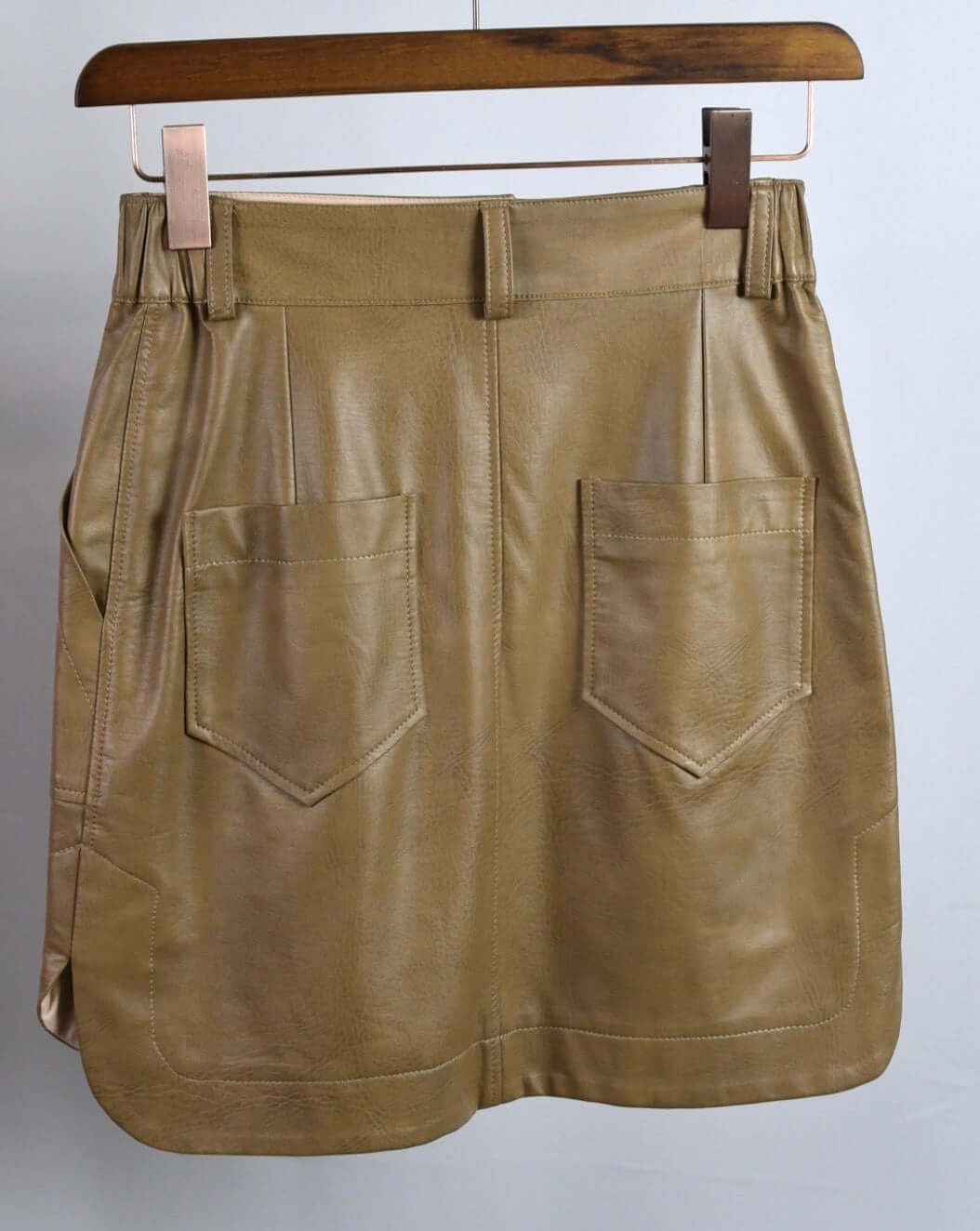 Olga Babich miniskirt imitation leather cognac