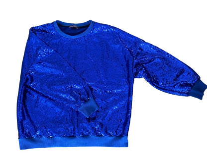 Olga Babich Pailletten Sweatshirt blau - GRAYSS FASHION