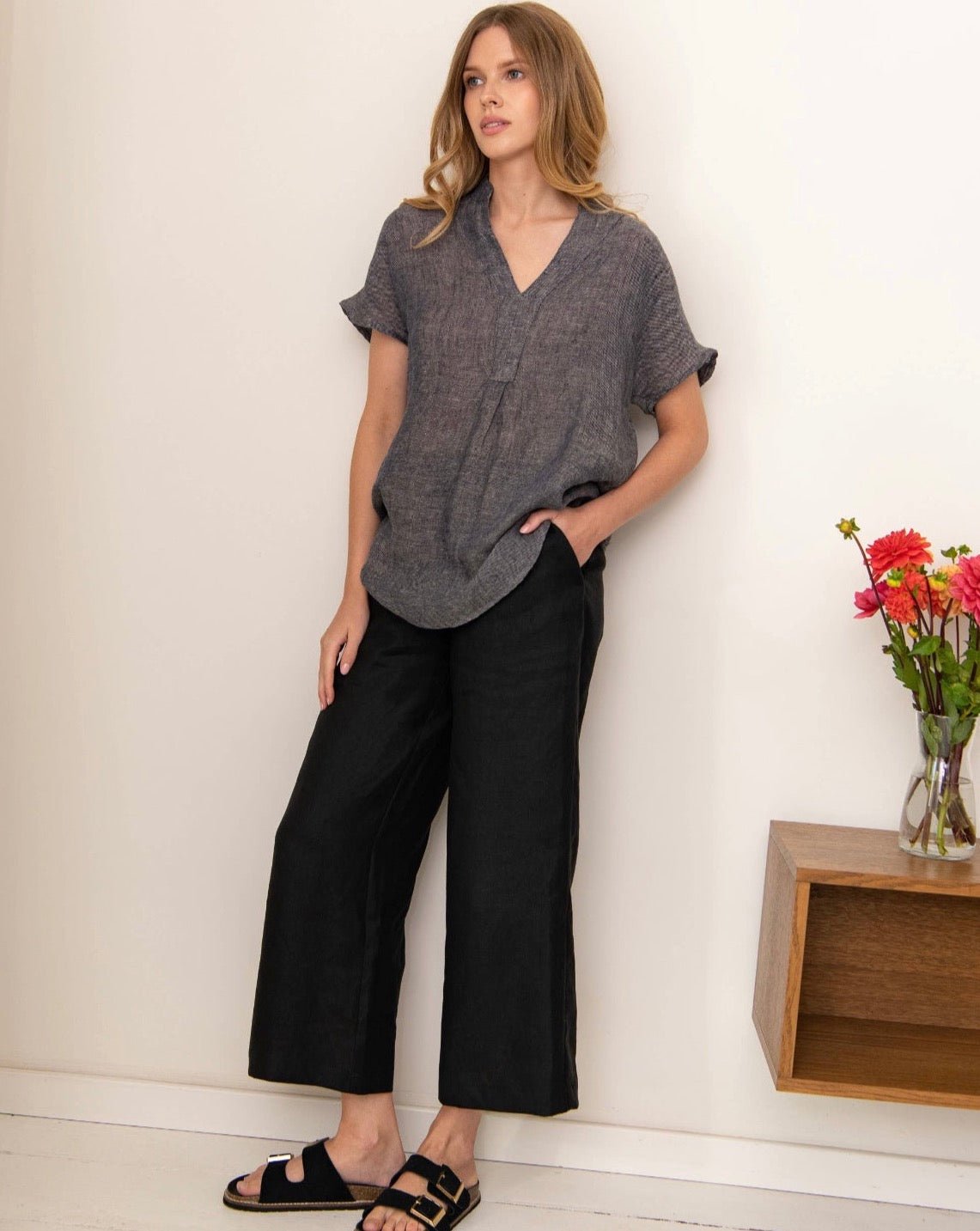 Sauths linen blouse short sleeves