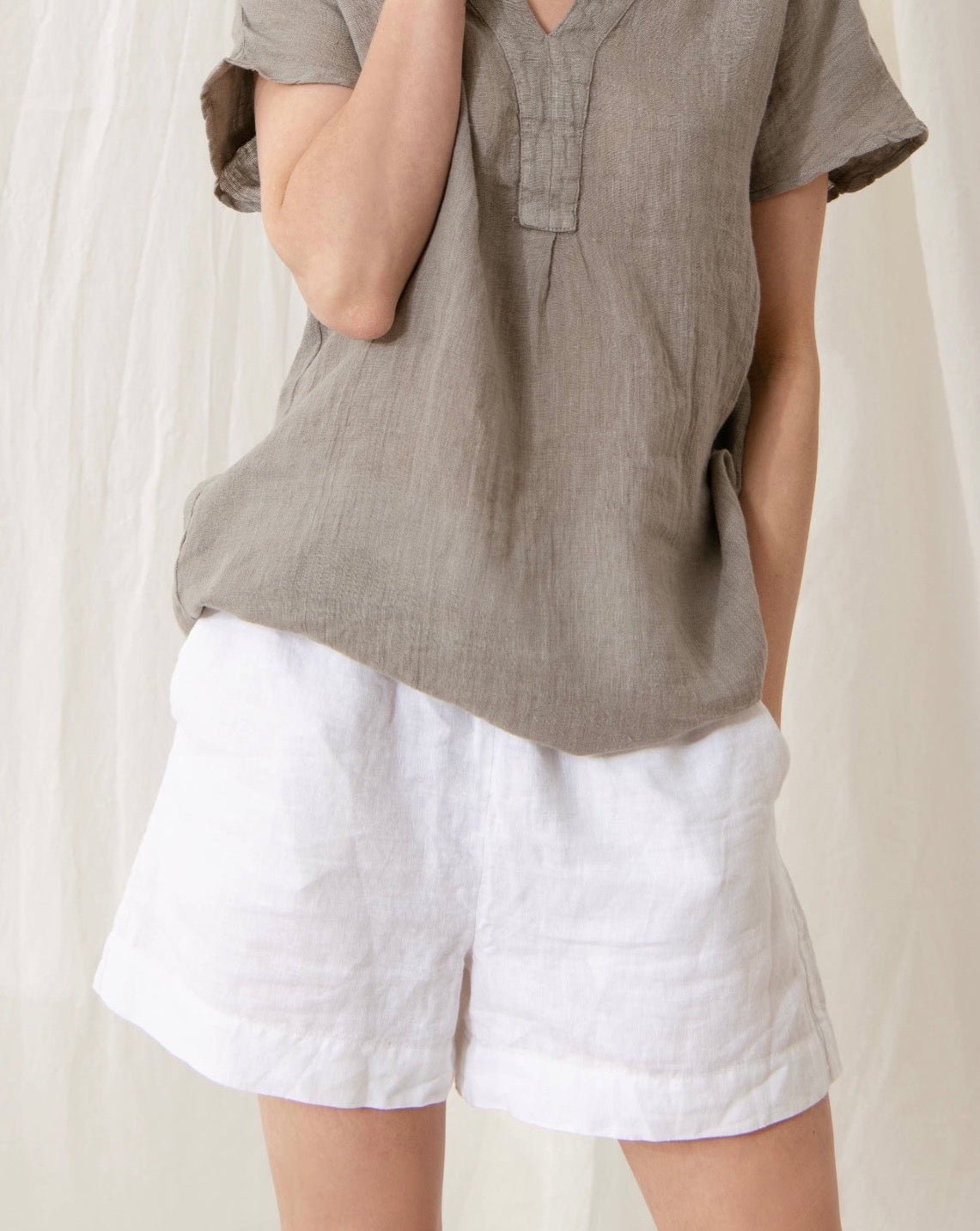 Sauths Linen Shorts Cappuccino