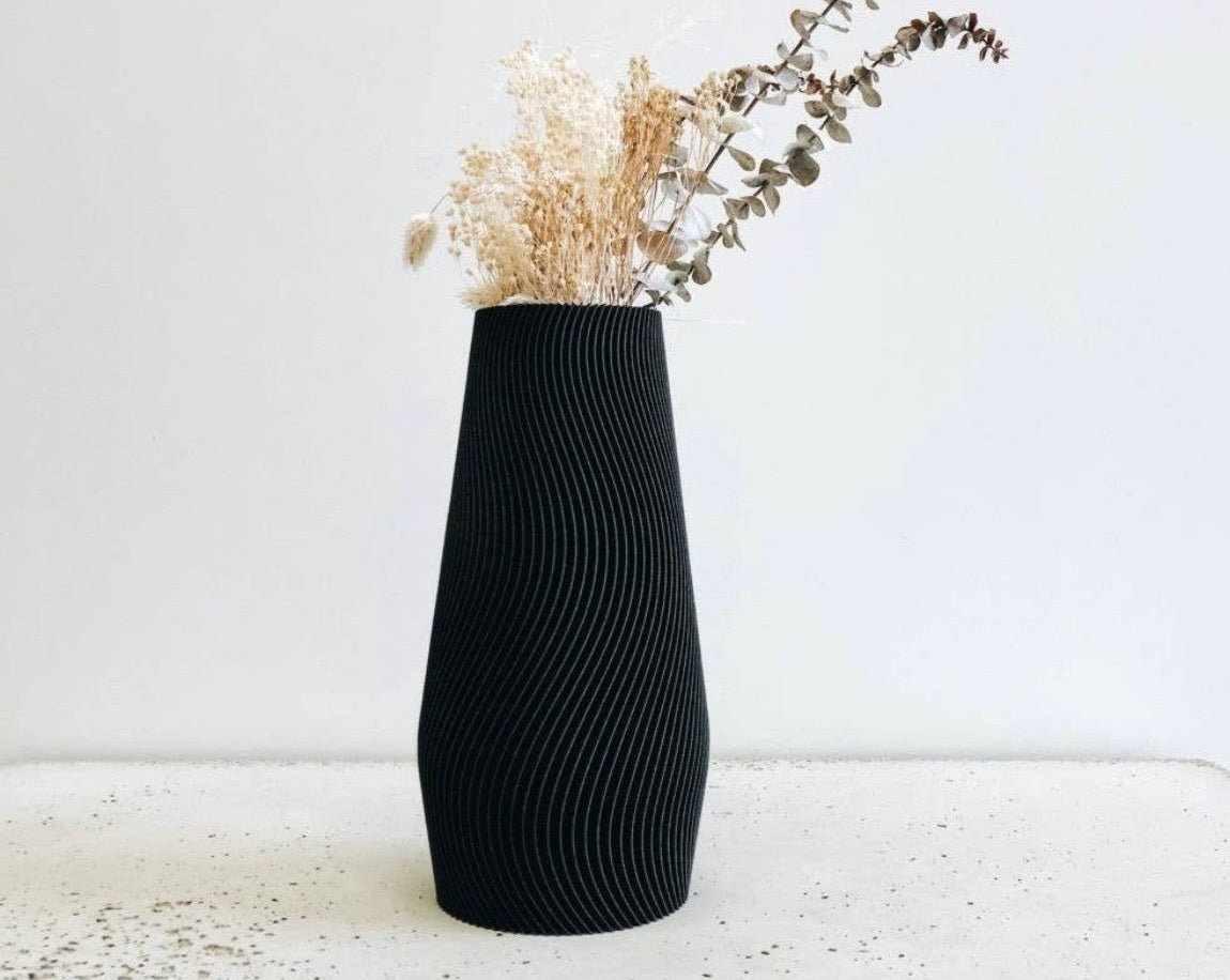 Wellenvase schwarz - GRAYSS FASHION & HOME